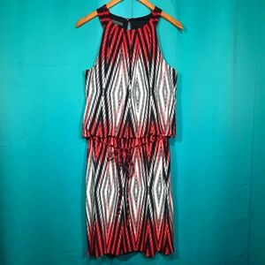Covington Abstract V Trippy Waisted Dress Size 12